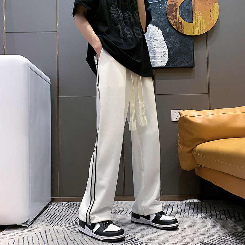 Men's Casual Striped Loose Wide Leg Pants