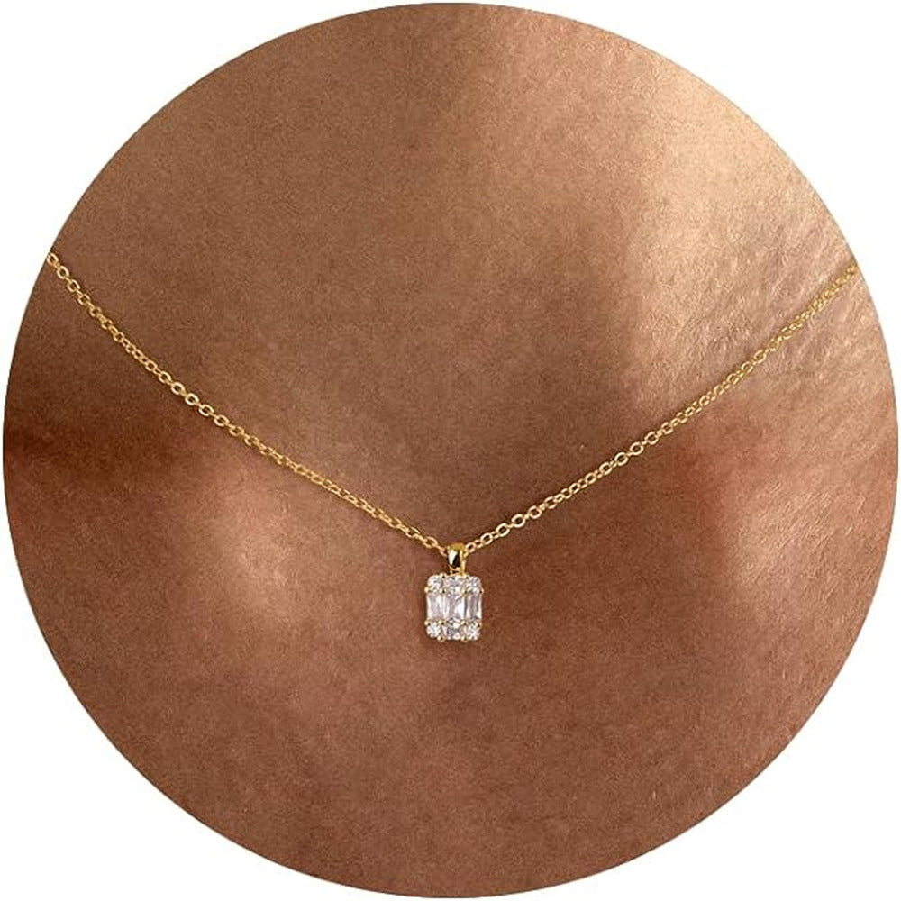 Single Stone Pendant Necklace Elegant Zircon Necklace For Women