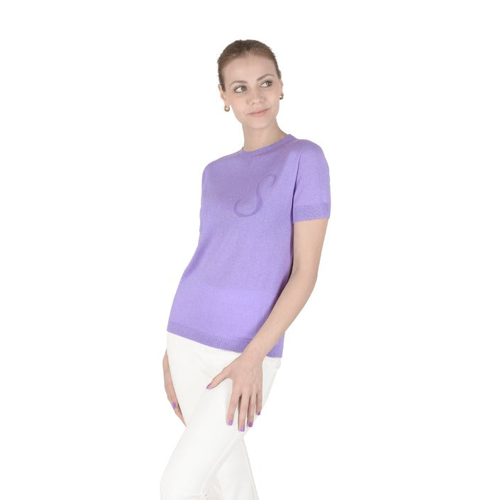 Crown of Edinburgh Cashmere - Crown of Edinburgh Cashmere Short Sleeve ART 003 LILAC LETTER S