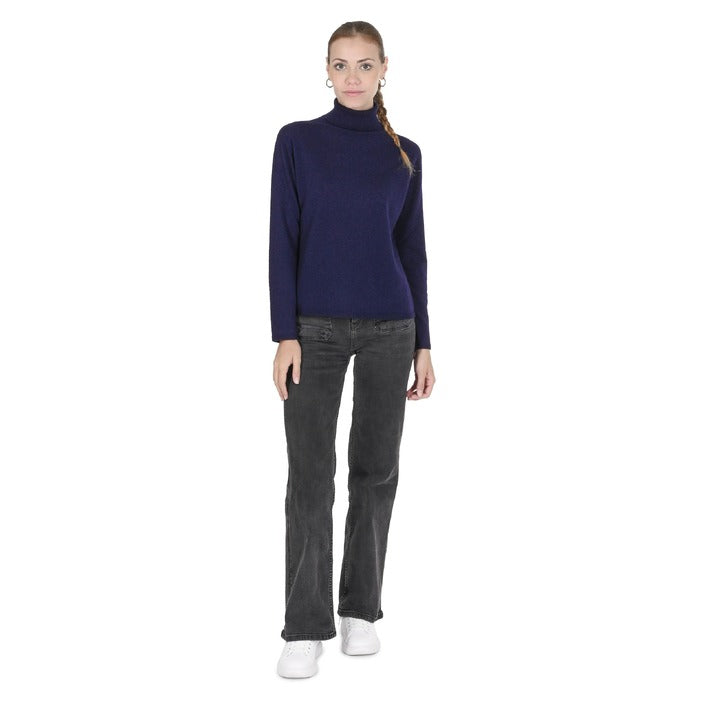 Crown of Edinburgh Cashmere - Crown of Edinburgh Cashmere Womens Turtleneck Sweater COE 0020 NAVY BLUE