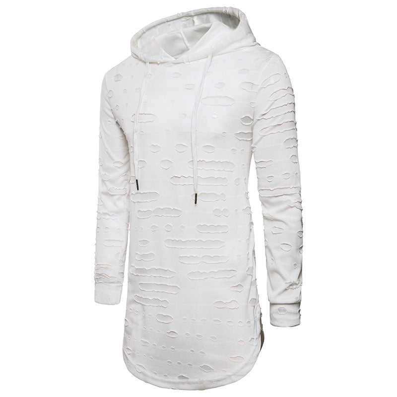 Versatile Mid-length Hooded Sports Long-sleeved T-shirt