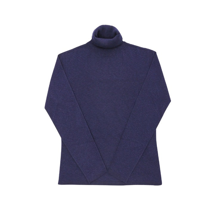 Crown of Edinburgh Cashmere - Crown of Edinburgh Cashmere Womens Turtleneck Sweater COE 0020 NAVY BLUE