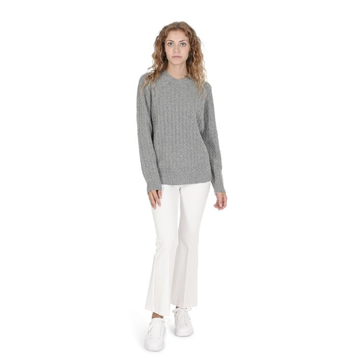 Crown of Edinburgh Cashmere - Crown of Edinburgh Cashmere Womens Round Neck Sweater COE 0013 GREY