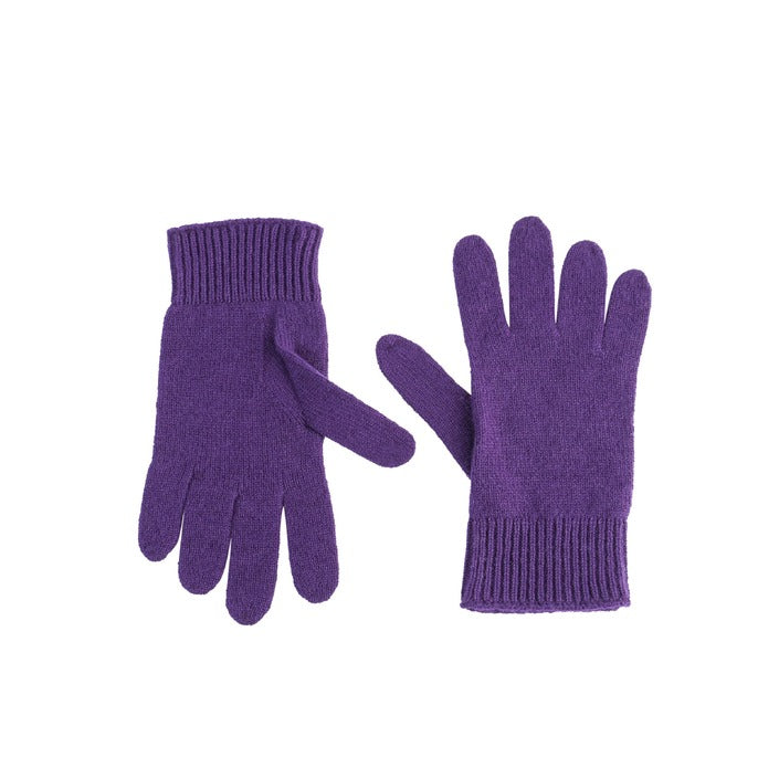 Crown of Edinburgh Cashmere - Crown of Edinburgh Cashmere Womens Short Gloves COE 001 DARK VIOLET