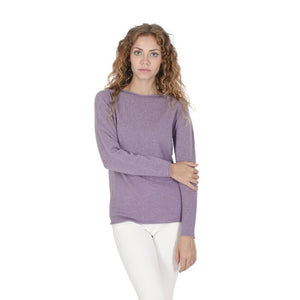 Crown of Edinburgh Cashmere - Crown of Edinburgh Cashmere Womens Boat Neck Sweater COE 0025 AMETHYST