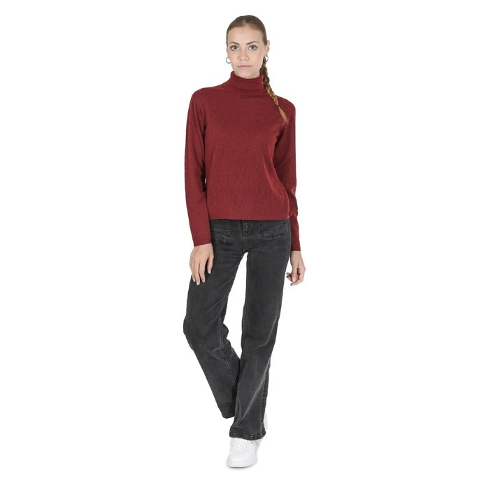 Crown of Edinburgh Cashmere - Crown of Edinburgh Cashmere Womens Turtleneck Sweater COE 0020 DARK RED