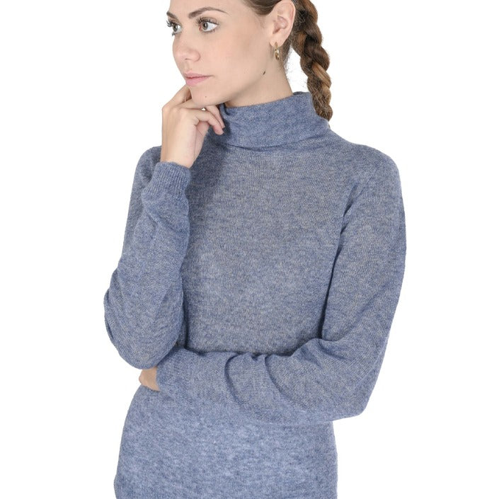 Crown of Edinburgh Cashmere - Crown of Edinburgh Cashmere Womens Turtleneck Sweater COE 0019 BLUE MELANGE