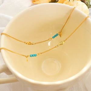 Cold Wind Road Turquoise Wings Anklet Ornament All-matching Graceful Titanium Steel Gold Plated