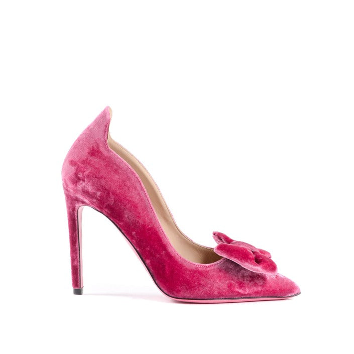 Dee Ocleppo - Ladies Velvet Bow Pump - Fuxia