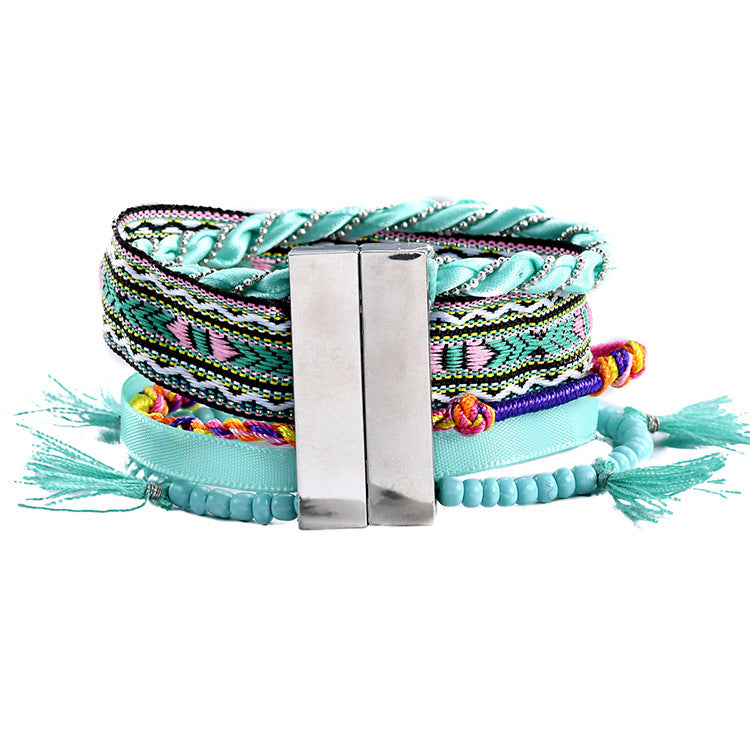 Handmade Woven Bracelet Artificial Leather Women's