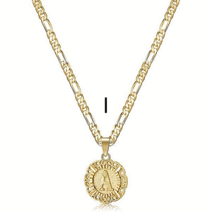 English Letter Round Hollow Carven Design Necklace For Women