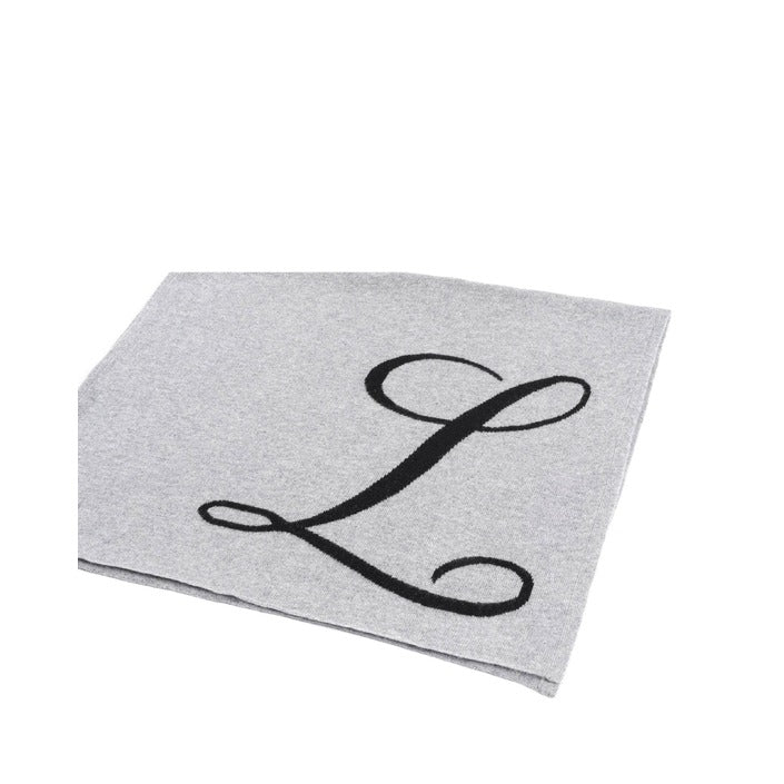 Crown of Edinburgh Cashmere - Crown of Edinburgh Cashmere Monogrammed Scarf DEAN VILLAGE GREY L