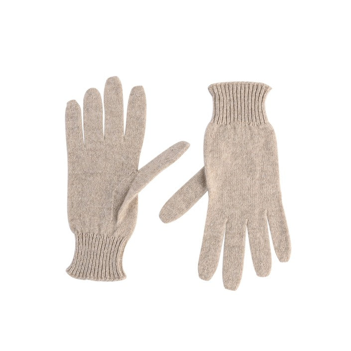 Crown of Edinburgh Cashmere - Crown of Edinburgh Cashmere Womens Short Gloves COE 001 BEIGE