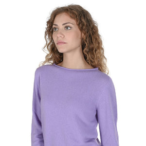 Crown of Edinburgh Cashmere - Crown of Edinburgh Cashmere Womens Boat Neck Sweater COE 0025 LAVENDER