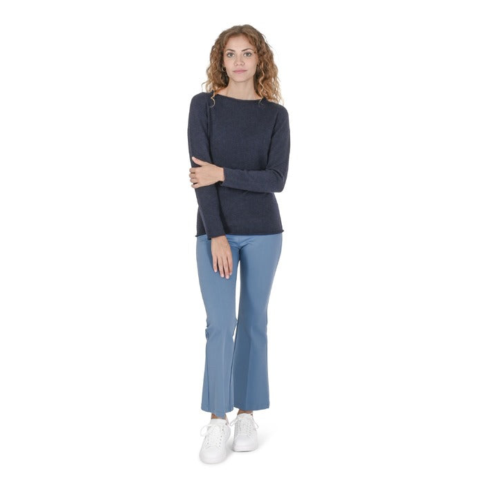 Crown of Edinburgh Cashmere - Crown of Edinburgh Cashmere Womens Boat Neck Sweater COE 0025 NAVY BLUE