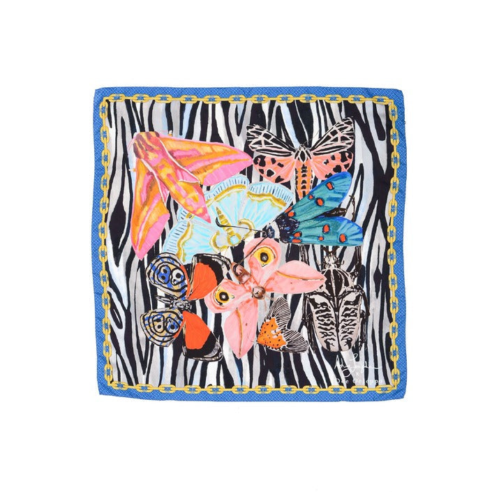 Dee Ocleppo - Dee X Ashley Longshore Blue Zebra Silk Scarf