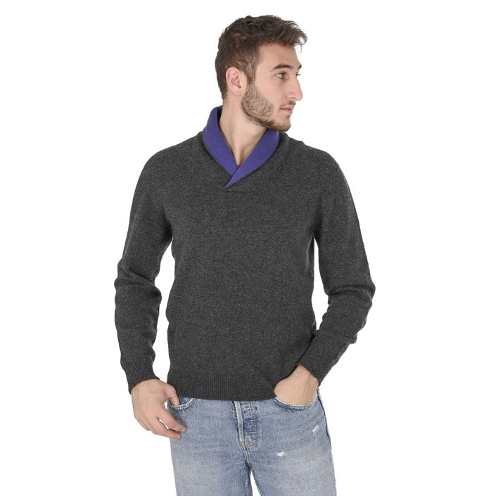 Crown of Edinburgh Cashmere - Crown of Edinburgh Cashmere Mens Shawl Collar Sweater COE 0011 NAVY