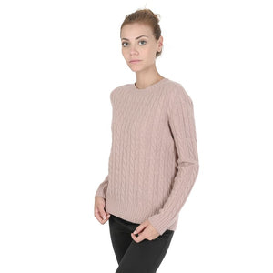 Crown of Edinburgh Cashmere - Crown of Edinburgh Cashmere Womens Round Neck Sweater COE 0033 PINK