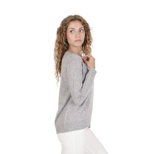 Crown of Edinburgh Cashmere - Crown of Edinburgh Cashmere Womens Square Neck Sweater COE 006 OYSTER