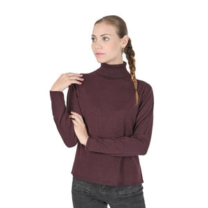 Crown of Edinburgh Cashmere - Crown of Edinburgh Cashmere Womens Turtleneck Sweater COE 0020 BURGUNDY