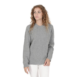 Crown of Edinburgh Cashmere - Crown of Edinburgh Cashmere Womens Round Neck Sweater COE 0013 GREY