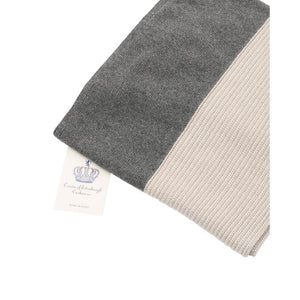 Crown of Edinburgh Cashmere - Crown of Edinburgh Cashmere Womens Scarf COE 0052 DARK GREY BEIGE