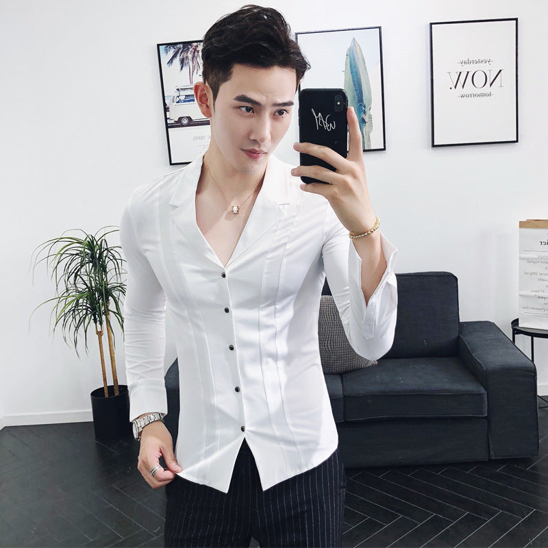 Men's Fashion Solid Color Long Sleeve Shirt