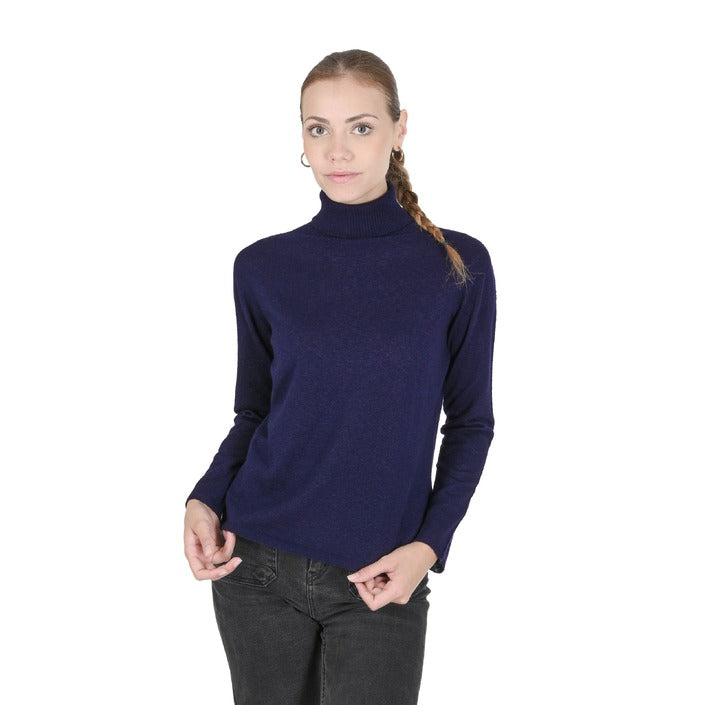 Crown of Edinburgh Cashmere - Crown of Edinburgh Cashmere Womens Turtleneck Sweater COE 0020 NAVY BLUE