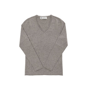 Crown of Edinburgh Cashmere - Crown of Edinburgh Cashmere Womens V Neck Sweater COE 0022 TAUPE