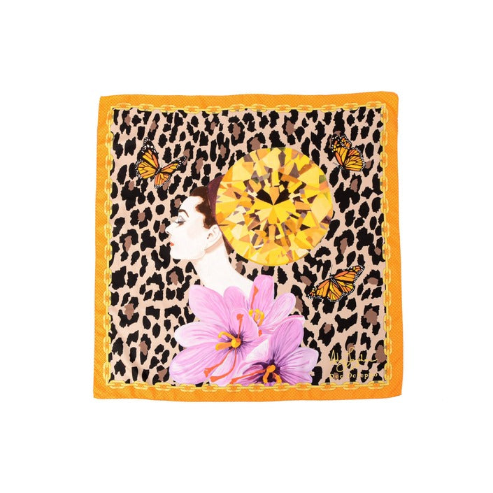 Dee Ocleppo - Dee X Ashley Longshore Orange Leopard Silk Scarf