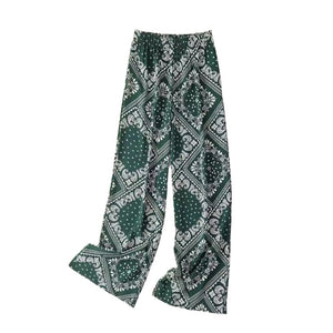 Women's Paisley Scarf Print Wide Leg Bohemian Casual Loose Pants