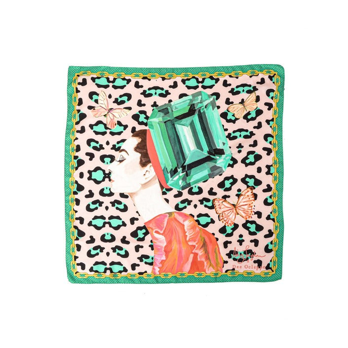 Dee Ocleppo - Dee X Ashley Longshore Green Leopard Silk Scarf