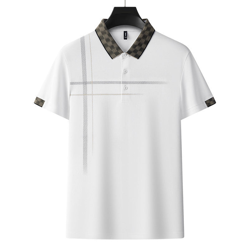 Lapel Embroidery Short Sleeve Casual Men's Business Polo Shirt