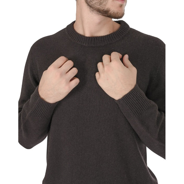 Crown of Edinburgh Cashmere - Crown of Edinburgh Cashmere Mens Round Neck Sweater COE 009 BROWN