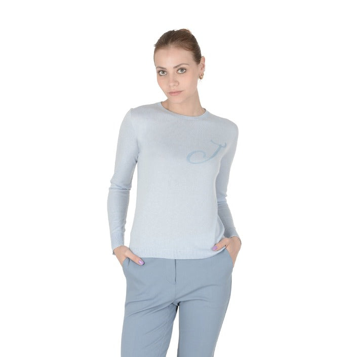 Crown of Edinburgh Cashmere - Crown of Edinburgh Cashmere Long Sleeve ART 004 LIGHT BLUE LETTER J