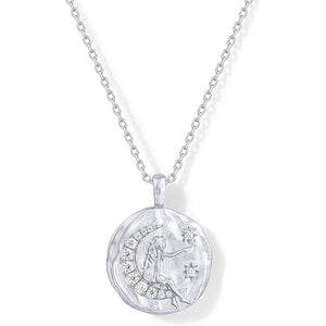 Women's 14K Carved Coin Pendant Necklace XINGX