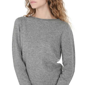 Crown of Edinburgh Cashmere - Crown of Edinburgh Cashmere Womens Boat Neck Sweater COE 0025 GREY