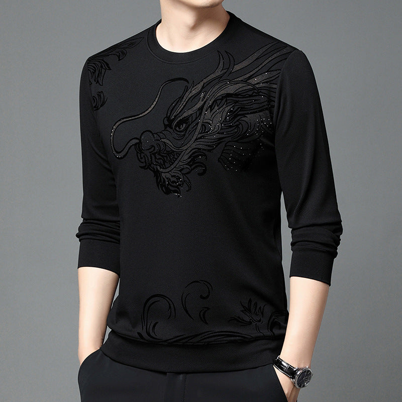 Round Neck Flocking Casual T-shirt Men