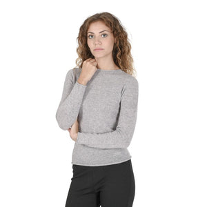 Crown of Edinburgh Cashmere - Crown of Edinburgh Cashmere Womens Boat Neck Sweater COE 007 ASH GREY