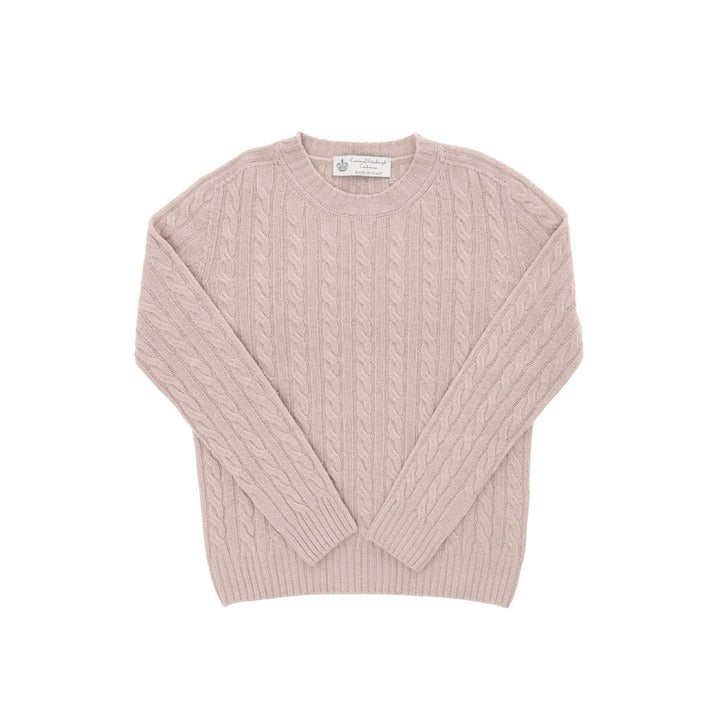 Crown of Edinburgh Cashmere - Crown of Edinburgh Cashmere Womens Round Neck Sweater COE 0033 PINK