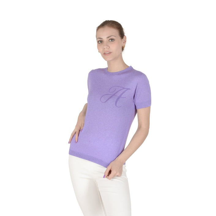 Crown of Edinburgh Cashmere - Crown of Edinburgh Cashmere Short Sleeve ART 003 LILAC LETTER A