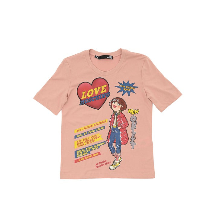 Love Moschino - Love Moschino Womens T-Shirt W 4 F15 3D M 3876 M12 POWDER PINK