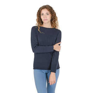 Crown of Edinburgh Cashmere - Crown of Edinburgh Cashmere Womens Boat Neck Sweater COE 0025 NAVY BLUE