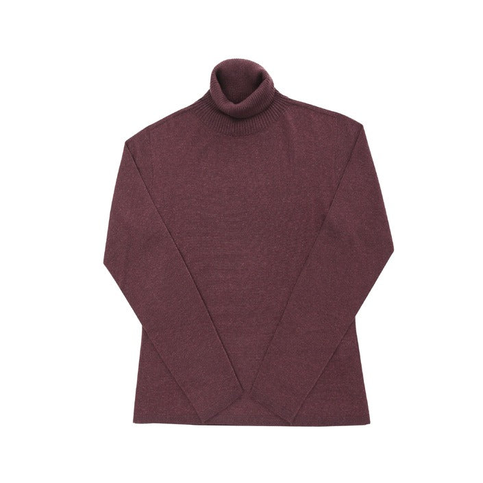 Crown of Edinburgh Cashmere - Crown of Edinburgh Cashmere Womens Turtleneck Sweater COE 0020 BURGUNDY