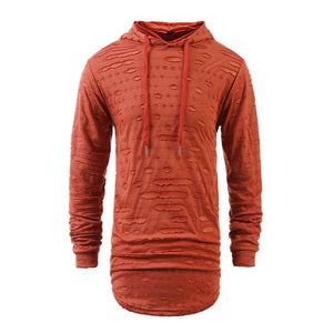 Versatile Mid-length Hooded Sports Long-sleeved T-shirt