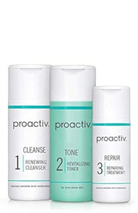 Proactiv 3 Step Acne Treatment - Benzoyl Peroxide Face Wash, Repairing Acne Spot Treatment for Face and Body, Exfoliating Toner - 30 Day Complete Acne Skin Care Kit