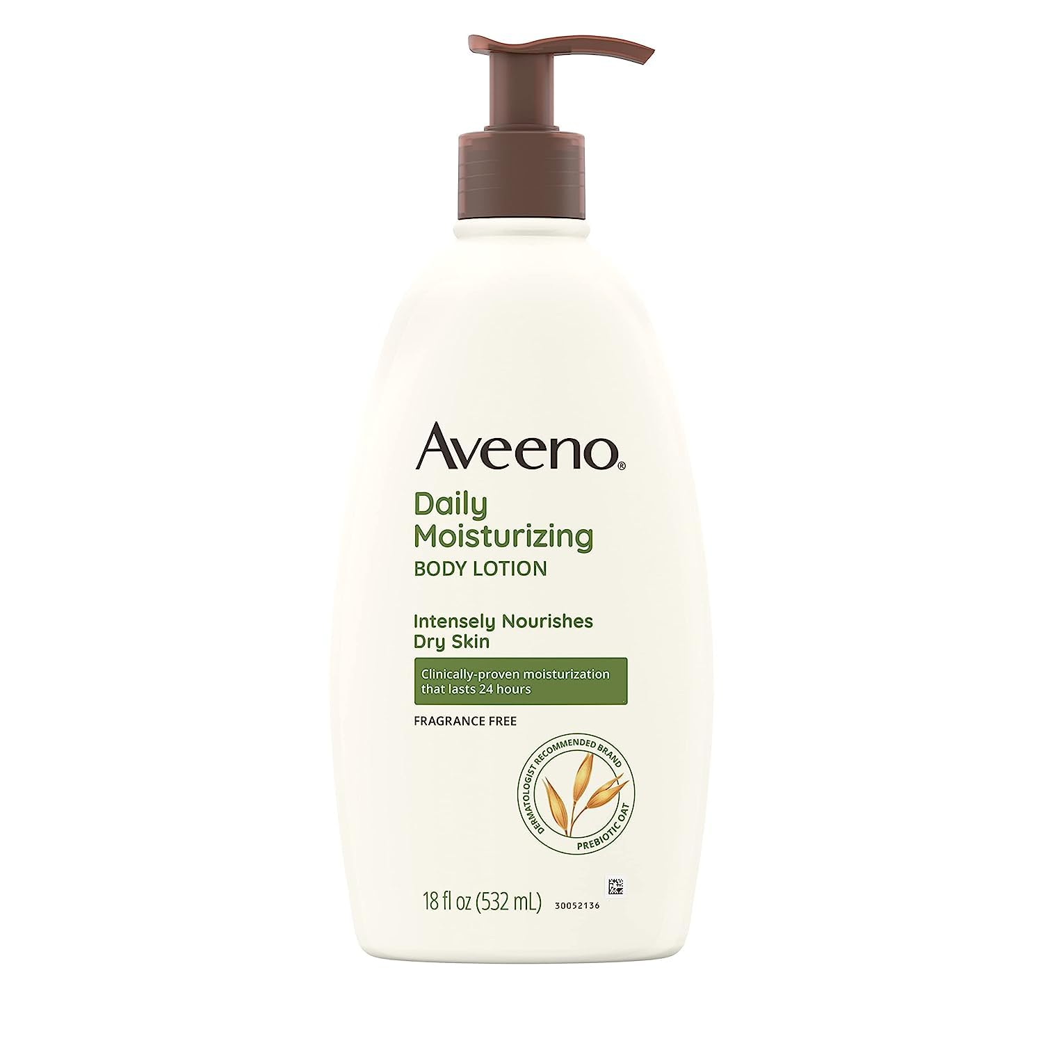 Aveeno Daily Moisturizer, Body Lotion, For Dry Skin, Prebiotic Oat Fragrance Free, 18 fl. oz,