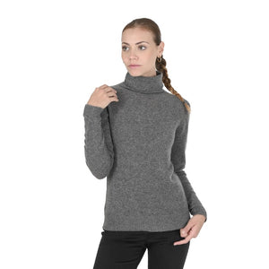 Crown of Edinburgh Cashmere - Crown of Edinburgh Cashmere Womens Turtleneck Sweater COE 0021 SMOG