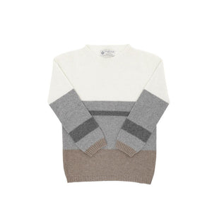 Crown of Edinburgh Cashmere - Crown of Edinburgh Cashmere Womens Boat Neck Sweater COE 0017 GREY/CREAM/ TAUPE