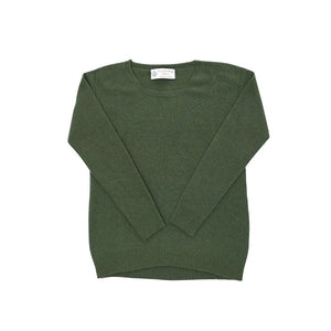 Crown of Edinburgh Cashmere - Crown of Edinburgh Cashmere Womens Square Neck Sweater COE 006 OLIVE GREEN